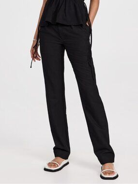 Proenza Schouler Black Drapey Suiting Trousers Size 4 NWT